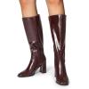 imageDREAM PAIRS Knee High Boots for Women Square Toe Gogo Chunky Heel with Side ZipBurgundy