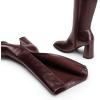 imageDREAM PAIRS Knee High Boots for Women Square Toe Gogo Chunky Heel with Side ZipBurgundy