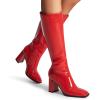 imageDREAM PAIRS Knee High Boots for Women Square Toe Gogo Chunky Heel with Side ZipRedpat