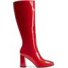imageDREAM PAIRS Knee High Boots for Women Square Toe Gogo Chunky Heel with Side ZipRedpat