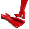 imageDREAM PAIRS Knee High Boots for Women Square Toe Gogo Chunky Heel with Side ZipRedpat