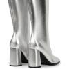 imageDREAM PAIRS Knee High Boots for Women Square Toe Gogo Chunky Heel with Side ZipSilvermetal