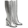 imageDREAM PAIRS Knee High Boots for Women Square Toe Gogo Chunky Heel with Side ZipSilvermetal