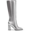 imageDREAM PAIRS Knee High Boots for Women Square Toe Gogo Chunky Heel with Side ZipSilvermetal