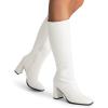 imageDREAM PAIRS Knee High Boots for Women Square Toe Gogo Chunky Heel with Side ZipWhitepu