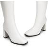 imageDREAM PAIRS Knee High Boots for Women Square Toe Gogo Chunky Heel with Side ZipWhitepu