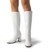 imageDREAM PAIRS Knee High Boots for Women Square Toe Gogo Chunky Heel with Side ZipWhitepu