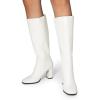 imageDREAM PAIRS Knee High Boots for Women Square Toe Gogo Chunky Heel with Side ZipWhitepu