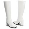 imageDREAM PAIRS Knee High Boots for Women Square Toe Gogo Chunky Heel with Side ZipWhitepu