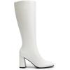 imageDREAM PAIRS Knee High Boots for Women Square Toe Gogo Chunky Heel with Side ZipWhitepu