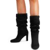 imageDREAM PAIRS Slouch Boots for Women Mid Calf Womens Fashion Almond Toe High Heel Fall Winter Dressy BootsBlacksuede