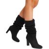 imageDREAM PAIRS Slouch Boots for Women Mid Calf Womens Fashion Almond Toe High Heel Fall Winter Dressy BootsBlacksuede