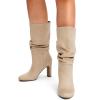 imageDREAM PAIRS Slouch Boots for Women Mid Calf Womens Fashion Almond Toe High Heel Fall Winter Dressy BootsSandy Beigesuede