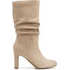 imageDREAM PAIRS Slouch Boots for Women Mid Calf Womens Fashion Almond Toe High Heel Fall Winter Dressy BootsSandy Beigesuede