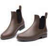 imageDREAM PAIRS Womens Ankle Rain Boots Chelsea Short Boots Waterproof Elastic Slip On Lightweight Comfortable Garden Outdoor ShoesDark Brown