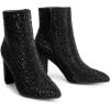 imageDREAM PAIRS Womens Chunky Heel Ankle Booties Pointed Toe Short BootsBlackrhinestone