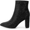 imageDREAM PAIRS Womens Chunky Heel Ankle Booties Pointed Toe Short BootsBlackrhinestone
