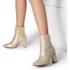 imageDREAM PAIRS Womens Chunky Heel Ankle Booties Pointed Toe Short BootsGold