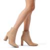 imageDREAM PAIRS Womens Chunky Heel Ankle Booties Pointed Toe Short BootsNude