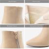 imageDREAM PAIRS Womens Chunky Heel Ankle Booties Pointed Toe Short BootsNude