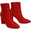 imageDREAM PAIRS Womens Chunky Heel Ankle Booties Pointed Toe Short BootsRedrhinestone