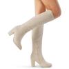 imageDREAM PAIRS Womens Chunky Heel Knee High BootsBeige