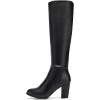 imageDREAM PAIRS Womens Chunky Heel Knee High BootsBlackPu