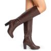 imageDREAM PAIRS Womens Chunky Heel Knee High BootsBrownpu