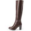 imageDREAM PAIRS Womens Chunky Heel Knee High BootsBrownpu