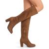 imageDREAM PAIRS Womens Chunky Heel Knee High BootsBrownsuede