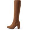 imageDREAM PAIRS Womens Chunky Heel Knee High BootsBrownsuede