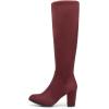 imageDREAM PAIRS Womens Chunky Heel Knee High BootsBurgundy