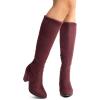 imageDREAM PAIRS Womens Chunky Heel Knee High BootsBurgundy