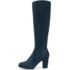 imageDREAM PAIRS Womens Chunky Heel Knee High BootsDarkBlue