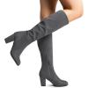 imageDREAM PAIRS Womens Chunky Heel Knee High BootsGrey