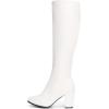 imageDREAM PAIRS Womens Chunky Heel Knee High BootsWhitePu