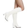 imageDREAM PAIRS Womens Chunky Heel Knee High BootsWhitePu