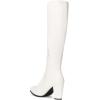 imageDREAM PAIRS Womens Chunky Heel Knee High BootsWhitePu