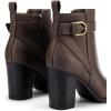 imageDREAM PAIRS Womens Chunky High Heel Ankle Boots Round Toe Fall Short Booties ShoesBrownpu