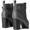 imageDREAM PAIRS Womens Chunky High Heel Ankle Boots Round Toe Fall Short Booties ShoesGreypu