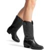 imageDREAM PAIRS Womens Cowboy Boots Mid Calf Cowgirl Boots Square Toe Chunky Heel Embroidery Stitched Western BootsAll Black