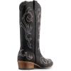 imageDREAM PAIRS Womens Cowboy Boots Mid Calf Cowgirl Boots Square Toe Chunky Heel Embroidery Stitched Western BootsBlack
