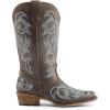 imageDREAM PAIRS Womens Cowboy Boots Mid Calf Cowgirl Boots Square Toe Chunky Heel Embroidery Stitched Western BootsBrown