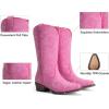 imageDREAM PAIRS Womens Cowboy Boots Mid Calf Cowgirl Boots Square Toe Chunky Heel Embroidery Stitched Western BootsPink