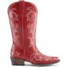 imageDREAM PAIRS Womens Cowboy Boots Mid Calf Cowgirl Boots Square Toe Chunky Heel Embroidery Stitched Western BootsRed