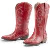 imageDREAM PAIRS Womens Cowboy Boots Mid Calf Cowgirl Boots Square Toe Chunky Heel Embroidery Stitched Western BootsRed
