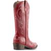 imageDREAM PAIRS Womens Cowboy Boots Mid Calf Cowgirl Boots Square Toe Chunky Heel Embroidery Stitched Western BootsRed