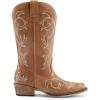 imageDREAM PAIRS Womens Cowboy Boots Mid Calf Cowgirl Boots Square Toe Chunky Heel Embroidery Stitched Western BootsTan