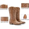 imageDREAM PAIRS Womens Cowboy Boots Mid Calf Cowgirl Boots Square Toe Chunky Heel Embroidery Stitched Western BootsTan