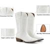 imageDREAM PAIRS Womens Cowboy Boots Mid Calf Cowgirl Boots Square Toe Chunky Heel Embroidery Stitched Western BootsWhite